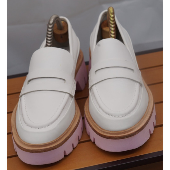 Anthropologie Oncept Heeled Loafers White & Pink Womens US 7 Boho Hipster - Picture 6 of 16